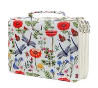 Lbxgap Colored Pencil Case- 200 Individual Slots Pencil Holder Pen Bag Large Capacity Pencil Organizer with Handle Strap Handy Colored Pencil Box with Printing Pattern