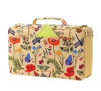 Lbxgap Colored Pencil Case- 300 Individual Slots Pencil Holder Pencil Bag Large Capacity Pencil Organizer with Handle Strap Handy Colored Pencil Box with Printing Pattern