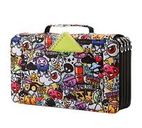 Lbxgap Colored Pencil Case- 300 Individual Slots Pencil Holder Pencil Bag Large Capacity Pencil Organizer with Handle Strap Handy Colored Pencil Box with Printing Pattern