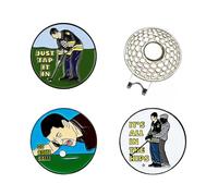 lbxtswpl 4-Piece Set Golf Ball Markers, Happy Gilmore, Ball Marker with Magnetic Hat Clip for Golf Gloves Hats Bags Caps Visor Belt Pocket Lot,Golf Ball Marker for Fathers Day Birthday Gift