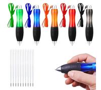 lbxtswpl Big Fat Pens, 5PCS Wide Grip Ballpoint Pens with 10 Refills, Weighted Lanyard Pens Aids Writing for Elderly Hand Tremors Weak Hand
