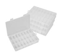 lbxtswpl Extra Large Plastic Craft Storage Box, 4PCS 24 Grids Small Compartment Craft Case, Bead Organiser Storage Box, Organizer Storage Container with Dividers for Earring Jewelry Seed Small Parts