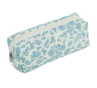 LBZ4ZUONISP Cotton Makeup Pouch Cosmetic Makeup Bag for Women Make Up Bag Toiletry Organizer Case Travel Quilted Zipper Cute Floral Flowers Kawaii, Blue Floral, Casual
