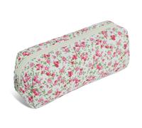 LBZ4ZUONISP Cotton Makeup Pouch Cosmetic Makeup Bag for Women Make Up Bag Toiletry Organizer Case Travel Quilted Zipper Cute Floral Flowers Kawaii, Red Floral