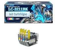 LC-3211BK LC-3211C LC-3211M LC-3213Y Ink Cartridges Compatible for Brother MFC-J491DW MFC-J497DW MFC-J890DW MFC-J895DW Printers, With Chip Large Capacity 800 Pages (1 Set)