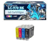 LC-970 Ink Cartridges Compatible for Brother DCP-135C DCP-150C DCP-235C DCP-260C MFC-235C MFC-260C Printers, With Chip Large Capacity 600 Pages (1 Set)