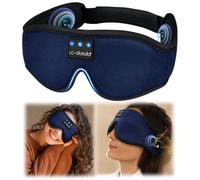 LC-dolida Bluetooth Sleep Mask Headphones,100% Blackout 6A Ice Silk Eye Mask with Travel Bag,Eye mask with Bluetooth Headphones with Adjustable Strap for Travel, Nap Sleeping (Peacock Blue)