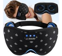LC-dolida Bluetooth Sleep Mask Headphones for Side Sleeper, Total Blackout 3D Eye Mask Sleeping for Men Women, Breathable Soft Sleep Headphones with Ultra-Thin Stereo Speakers for Restful Sleep