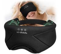 LC-dolida Bluetooth Sleep Mask Headphones Natural Bamboo-Cotton Sleep Headphones | Zero Pressure Eye Mask & 100% Blackout for Side Sleepers,Travel & Office Nap Gift | Comfortable Night Sleep