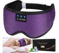 LC-dolida Bluetooth Sleep Mask Headphones,Upgraded Ice Silk Sleeping Headphones for Side Sleeper,15Hrs Playing Music Eye Mask with Bluetooth Earphones,Sleep Aids for Men/Women/Nap/Relax/Travel