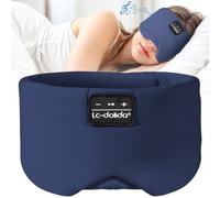 LC-dolida Bluetooth Sleep Mask Headphones,Upgraded Widened Sleep Headphones 100% Blackout Eye Mask Built-in HD Earphones for Men & Women,Adjustable Sleeping Earphones for Side Sleepers Travel