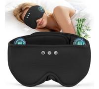 LC-dolida Bluetooth Sleep Mask with Headphones for Side Sleepers, Extra-Long Bamboo Cotton Eye Mask Headphones for Total Blackout, Soft Sleeping Mask with Ultra-Thin Stereo Speakers for Restful Sleep