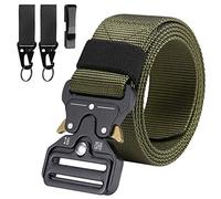 LC-dolida Mens Tactical Belt, Military style Utility safety belts, Heavy Duty Nylon Canvas Waist Belt with 2 Hooks and Quick Release Buckle for Outdoor Sports Camping Hunting