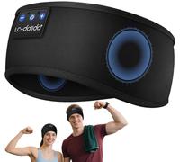 LC-dolida Sleep Headphones Bluetooth Headband, Wireless Comfiest Music Headband,Soft Headphones for Sleeping in Bed Sport Band with Ultra-Thin HD Speakers Perfect for Workout,Jogging,Yoga,Audio books