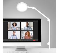 LC-EDGE2-W Edge LED Desk Lamp | Dimmable Home Office Desk Light with USB Charging Port & Strong Swing Arm | Adjustable Color Temperature and Brightness | Circle Webcam Light | Touch Control Table Lamp