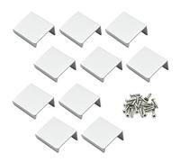 LC LICTOP 1.38 Inch Silver Finger Pulls for Cabinet 10Pcs, 0.63 Inch Hole Spacing, Aluminum Alloy Edge Pulls Furniture Handle, Back Mount Concealed Handles for Cupboard, Drawer, Dresser, Wardrobe