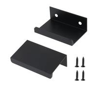 LC LICTOP 1.97 Inch Black Finger Pulls for Cabinet 50Pcs, 1.26 Inch Hole Spacing, Aluminum Alloy Edge Pulls Furniture Handle, Back Mount Concealed Handles for Cupboard, Drawer, Dresser, Wardrobe