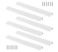 LC LICTOP 13.78 Inch White Cuved Edge Finger Pulls for Cabinet 6Pcs, 10 Inch Hole Spacing, Aluminum Alloy Funiture Pull, Back Mount Concealed Handles for Cupboard, Drawer, Dresser, Wardrobe