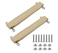 LC LICTOP 8-Inch Vintage Style PU Leather Handle Screw-Mounting For Guitar Bass AMP FD Amplifiers Audio Speaker, Beige 2Pcs