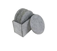 LC LICTOP Absorbent Felt Coasters,Round,Light Grey 100mm/3.94" Diameter 5mm/0.2" Thick with Felt Coaster Storage Box 1Set(8pcs)