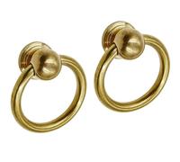 LC LICTOP Antique Brass Cabinet Pulls Ring Drawer Handles, 1.33 Inch Vintage Solid Brass Kitchen Cabinet Hardware Drop Ring Pulls for Dresser Drawers Wardrobe Furniture, 2Pcs
