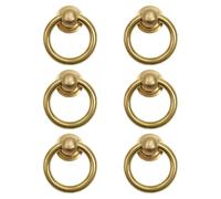 LC LICTOP Antique Brass Cabinet Pulls Ring Drawer Handles, Vintage Solid Brass Kitchen Cabinet Hardware 1.1 Inch Drop Ring Pulls for Dresser Drawers Wardrobe Furniture, 6Pcs