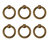 LC LICTOP Antique Bronze Pulls Ring 6Pcs, 1.38 Inch Drawer Handles, Drop Ring Pulls Vintage Solid Brass Kitchen Cabinet Hardware for Dresser Drawers Wardrobe Cupboard Furniture