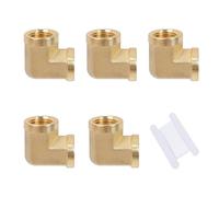 LC LICTOP Brass Elbow Fittings, 1/4 NPT Female x 1/4 NPT Female, Barstock Street Elbow Connector, Forged Brass Fitting for Pipe Hose Line Connection, with 3.28Ft Sealing Tape, 5Pcs