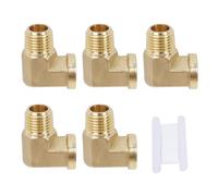 LC LICTOP Brass Elbow Fittings, 1/4 NPT Male x 1/4 NPT Female, Barstock Street Elbow Connector, Forged Brass Fitting for Pipe Hose Line Connection, with 3.28Ft Sealing Tape, 5Pcs