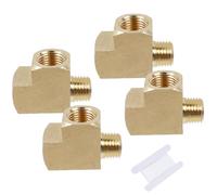LC LICTOP Brass Tee Fittings, 1/4 NPT Male x Dual 1/4 NPT Female, Barstock Street Tee 3-Way Forged Brass Fitting for Pipe Hose Line Connection, with 3.28Ft Sealing Tape, 4Pcs