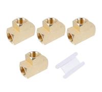 LC LICTOP Brass Tee Fittings, 3-Way 1/4 NPT Female, Barstock Street Tee Forged Brass Fitting for Pipe Hose Line Connection, with 3.28Ft Sealing Tape, 4Pcs