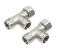 LC LICTOP Brass Tee Pipe Fitting, 3/8" Diverter 3 Way T Connector Coupler for Gas Pipe Water Heater, 2 Pcs (Female Male Male)