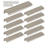 LC LICTOP Curved Edge Pull Handles, 150mm/5.9" Edge Finger Tab Handle for Caibnets Drawer Closet Door Wardrobe Cupboard, 128mm/5.04" Hole Spacing, 10 Pcs Nickel Edge Pulls