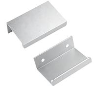 LC LICTOP Edge Pull Handles for Cabinets, 1.97 Inch Aluminum Alloy Finger Tab Pulls, Concealed Drawer Handles for Kitchen, Dresser, Wardrobe, 1.26 Inch Hole Spacing, 10Pcs Silver Edge Pulls