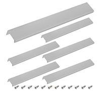 LC LICTOP Edge Pull Handles for Cabinets, 250mm/9.84" Aluminum Alloy Finger Tab Pulls, Concealed Drawer Handles for Kitchen, Dresser, Wardrobe, 192mm/7.56" Hole Spacing, 6Pcs Silver Edge Pulls