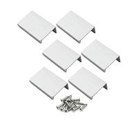 LC LICTOP 50mm/1.96" Aluminum Finger Edge Pull Concealed Handle for Home Kitchen Door Drawer Cabinet 32mm/1.26" Hole Spacing Silver 6Pcs