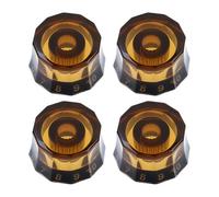 LC LICTOP Guitar Knobs with Box, 4 Pcs Acrylic Electric Guitar Volume Control Knobs Dodecagon Musical Instrument Accessories Transparent (Light Brown)