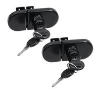 LC LICTOP No Drill Showcase Lock for 0.2-0.3 inch Glass, Key Alike - Door to Door Mounting, 2 Sets Black Oval 3.35 x 1.49 Inch, Zinc Alloy Glass Lock for Display Cabinet or Jewelry Case