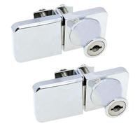 LC LICTOP No Drill Showcase Lock for 0.2-0.3 inch Glass, Key Alike - Door to Door Mounting, 2 Sets Chrome Rectangular 2.87 x 1.26 Inch, Zinc Alloy Glass Lock for Display Cabinet or Jewelry Case