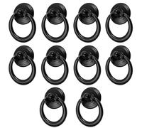 LC LICTOP Ring Pull Handle Knobs, 1.18 Inch Diameter, Zinc Alloy Single Hole Drawer Pulls for Cabinet Dresser Hardware Kitchen Cupboard with Bolts, 10 Pcs Black