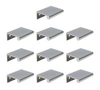 LC LICTOP Rouned Edge Pull Handle for Cabinets, 1.97 Inch Aluminum Alloy Finger Tab Pulls, Concealed Drawer Pull for Kitchen, Dresser, Wardrobe, 1.26 Inch Hole Spacing, 10Pcs Chrome Plated Edge Pulls