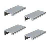 LC LICTOP Rouned Edge Pull Handle for Cabinets, 3.15 Inch Aluminum Alloy Finger Tab Pulls, Concealed Drawer Pull for Kitchen, Dresser, Wardrobe, 2.52 Inch Hole Spacing, 4Pcs Chrome Plated Edge Pulls