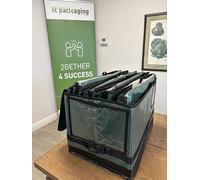 LC Packaging FLEXIBOX 60L x 40W x 40H CM, Green Reusable Parcel Box, Amazon, Courier Box, Sorting Cube with Zip Closure, Heavy Duty, Foldable Design, Boot tidy,