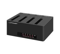 LC-POWER LC-DOCK-U3-4B-V2 | USB 3.2 Dual/Quad SATA Docking Station | 4-Bay HDD/SSD Dock | Clone Function at the Touch of a Button | Up to 5 Gb/s | 2.5 Inch & 3.5 Inch SATA Drives