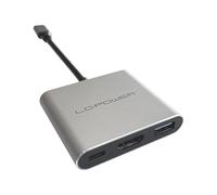 LC-Power LC-HUB-C-MULTI-4-V2 USB-C Hub | USB 3.0 Port | HDMI Port | USB-C Power Delivery | 5 Gbps Superspeed | Plug'n'Play