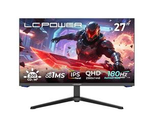 LC-POWER LC-M27-QHD-180 Monitor 27" QHD 2560 x 1440, 180Hz, 1ms, Adaptive Sync, IPS, Height Adjustable Stand with HDMI, Display Port, Pivot Function, LC-M27-QHD-180