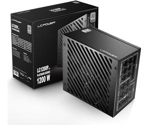 LC-POWER LC1200P V3.0 1200 W Full Modular 80 Plus Platinum 135 mm Fan Ultra-Low Noise Digital Power Supply Unit, ATX 3.0 & PCIe 5.0 GPU Support, Gaming Intelligence, Sleeved Cable