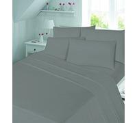 LC Thermal flannelette 100% brushed cotton flat sheet plain luxury (GREY, DOUBLE)