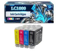 LC1000 Ink Cartridges Compatible for Brother Intellifax 2480 MFC-240C MFC-465CN MFC-5860CN MFC-680CN MFC-885CW Printers, With Chip Large Capacity 500 Pages (1 Set)