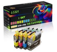 LC221 Compatible for Brother Ink Cartridges LC221BK LC221C LC221M LC221Y DCP-J562DW MFC-J480DW MFC-J680DW MFC-J880DW Printers, High Yield Alternatives Reliable Printing (1 Set)